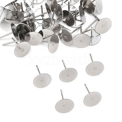 Tarnish Resistant 316 Surgical Stainless Steel Flat Round Blank Peg Stud Earring Settings STAS-R073-06A-1