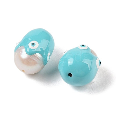 Natural Cultured Freshwater Pearl Enamel Beads PEAR-G014-05B-1