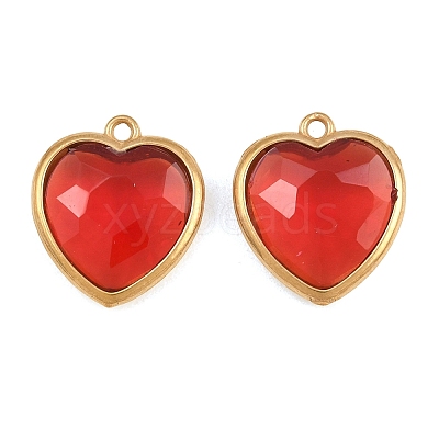 Valentine's Day 304 Stainless Steel with Glass Charms STAS-Q119-01G-A01-1