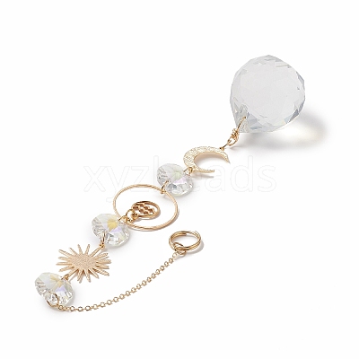 Glass Teradrop Hanging Suncatchers HJEW-JM00929-1