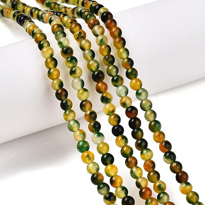 Dyed Natural White Jade Beads Strands G-T140-4mm-A14-1