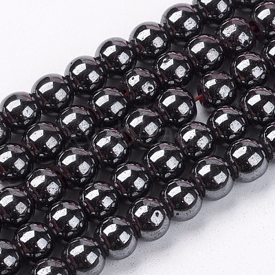 Magnetic Synthetic Hematite Beads Strands G-Q893-6mm-1