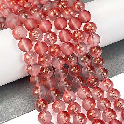 Frosted Transparent Glass Bead Strands GLAA-P065-10mm-06-1
