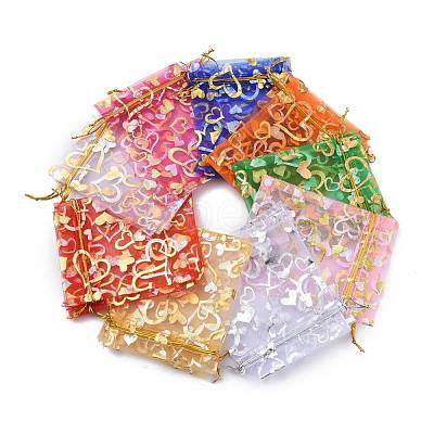 Heart Printed Organza Bags OP-R022-10x12-M-1