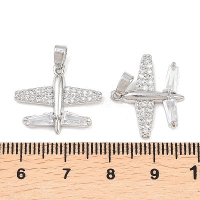 Brass Micro Pave Clear Cubic Zirconia Pendants KK-G549-18D-P-1
