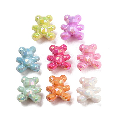 UV Plating Opaque Acrylic Faceted Beads X-MACR-D024-03-1