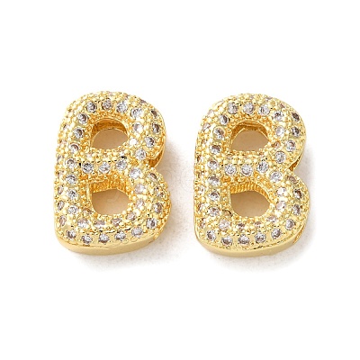 Rack Plating Brass Micro Pave Cubic Zirconia Slide Charms KK-C084-34G-B-1
