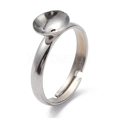 Tarnish Resistant Adjustable 304 Stainless Steel Finger Rings Components X-STAS-E163-97P-1