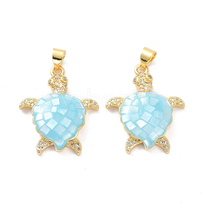 Real 18K Gold Plated Brass Micro Pave Clear Cubic Zirconia Pendants KK-D004-05G-B-1