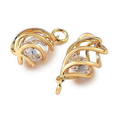 Brass Pave Clear Cubic Zirconia Charms KK-CBA7157-10G-1
