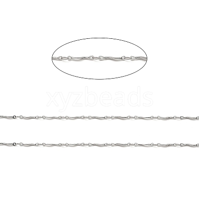 Tarnish Resistant Handmade 304 Stainless Steel Wave Bar Link Chains CHS-G025-06P-1