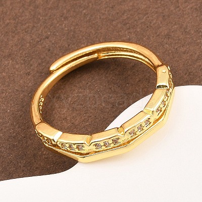 Brass Micro Pave Cubic Zirconia Cuff Rings for Women RJEW-Z113-21G-1