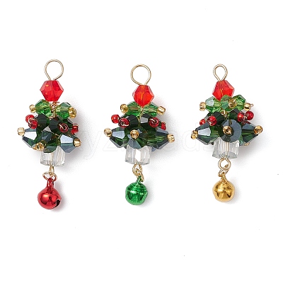 3Pcs 3 Colors Christmas Theme Glass Pendants PALLOY-JF02892-1