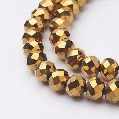 Electroplate Glass Beads Strands GR7X10MMY-G-1