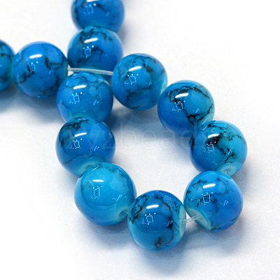 Baking Paint Glass Beads Strands X-DGLA-Q019-8mm-48-1