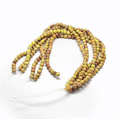 Round Natural Imperial Jasper Beads G-I122-6mm-02-1