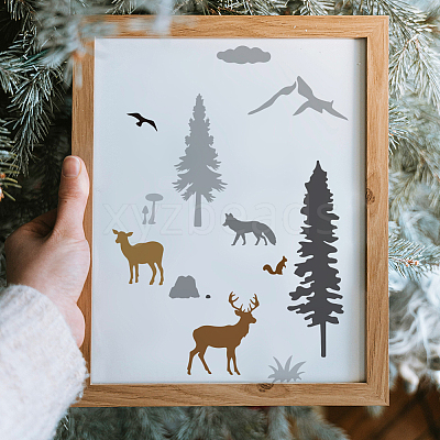 1 Set PET Hollow Out Drawing Painting Stencils DIY-MA0004-76A-1