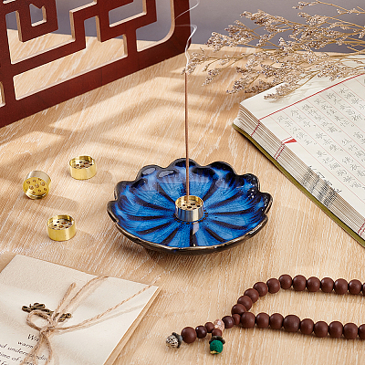 Brass Incense Burner Holder AJEW-GA0010-20A-1