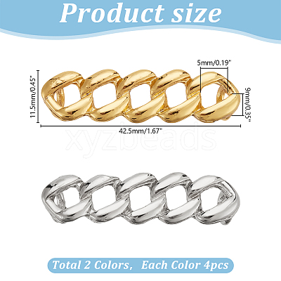 8Pcs 2 Colors Alloy Curb Chain Shoe Decorations FIND-HY0003-97-1