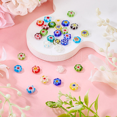 Handmade Millefiori Lampwork Beads Strands LAMP-TADJ0001-02A-1