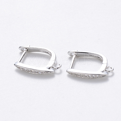 Brass Micro Pave Cubic Zirconia Hoop Earring Findings with Latch Back Closure KK-T048-033P-NF-1