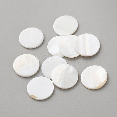 Natural Shell Disc Cabochons LS-DIY-WH0888-873-1