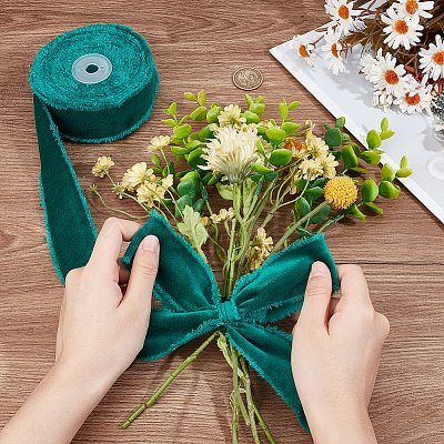 10 Yards Velvet Frayed Ribbon SRIB-WH0011-226C-1