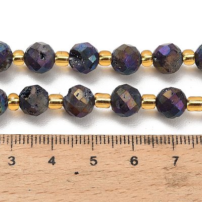Electroplated Natural Druzy Geode Crystal Beads Strands G-F833-P01-8mm-13-1