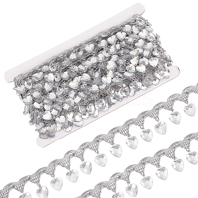 Polyester Lace Ribbon with Plastic Charms Tassel OCOR-WH0078-202A-02-1