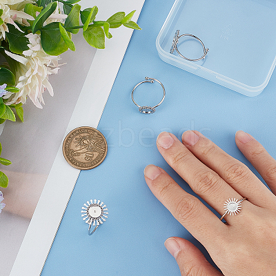 4Pcs 4 Styles 304 Stainless Steel Open Cuff Ring Findings STAS-UN0049-03-1