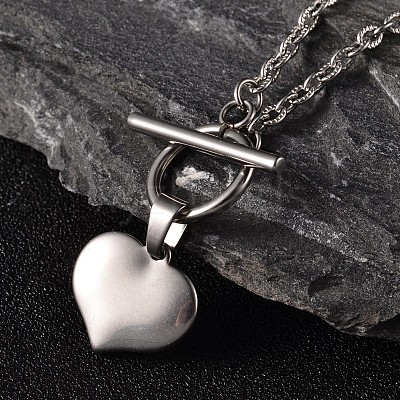 Tarnish Resistant Valentine's Day Heart 304 Stainless Steel Lariat Necklaces NJEW-JN01484-1