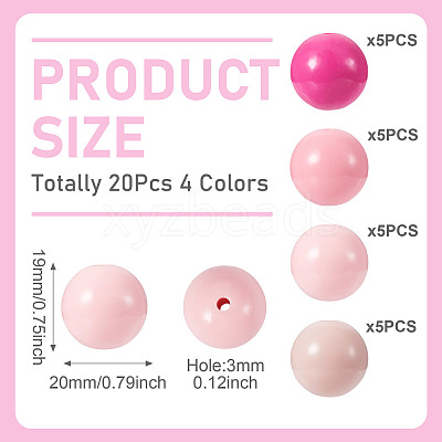 20Pcs 4 Colors Opaque Acrylic Beads MACR-TA0002-51B-1