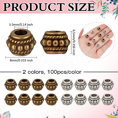 200Pcs 2 Colors Tibetan Style Alloy Beads TIBE-ME0001-15-1