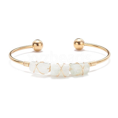 Natural Mixed Stone Beads Wrapped Cuff Bangle BJEW-JB07471-1