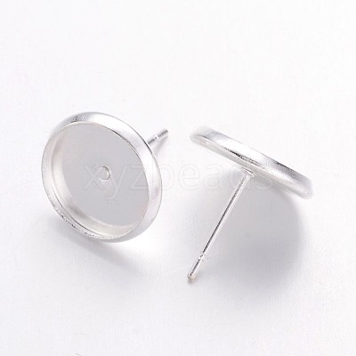 Brass Stud Earring Settings IFIN-Q006-10mm-S-NF-1