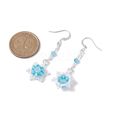 Glass Seed Beaded Dangle Earrings EJEW-MZ00171-1