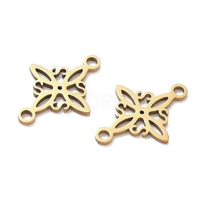 304 Stainless Steel Rhombus Flower Connector Charms STAS-G361-04G-1