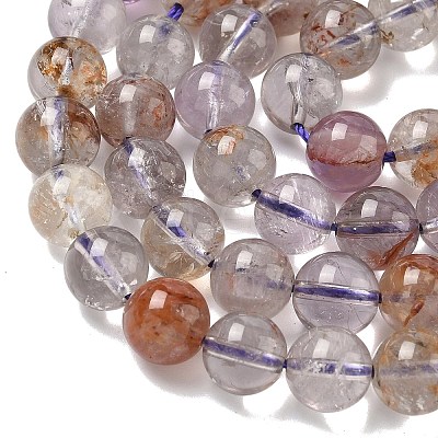 Natural Purple Phantom Quartz Purple Lodolite Quartz Beads Strands G-L644-D01-8mm-1