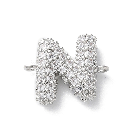 Brass Micro Pave Cubic Zirconia Letter Links KK-I717-04N-P-1