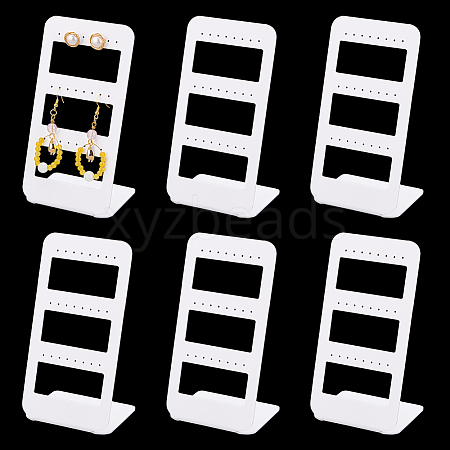   6Pcs 3 layers 24-Hole Acrylic Earring Display Stands ODIS-PH0001-52-1