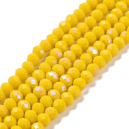 Electroplate Opaque Solid Color Glass Beads Strands EGLA-A034-P8mm-L02-1