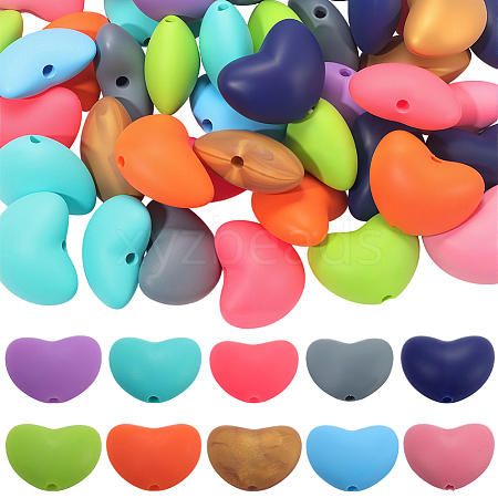 60Pcs 10 Colors Food Grade Eco-Friendly Silicone Focal Beads FIND-PA0001-03-1