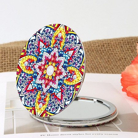 Mandala Flower DIY Diamond Painting Mirror Kits DIAM-PW0010-01A-1