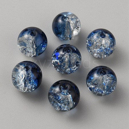 Two Tone Transparent Crackle Glass Beads GLAA-WH0038-15G-1