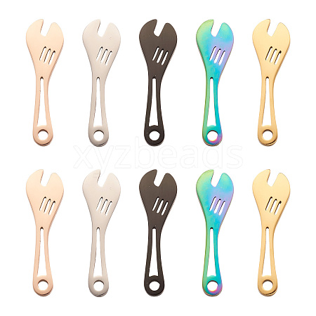 10Pcs 5 Colors 304 Stainless Steel Pendants FIND-BY0001-05-1