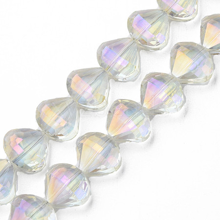 Electroplate Transparent Glass Beads Strands EGLA-N002-36-C04-1