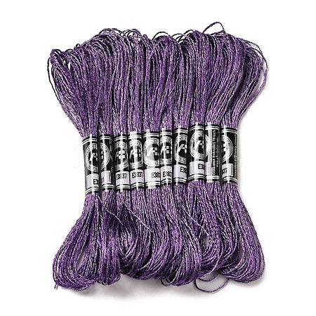 10 Skeins 12-Ply Metallic Polyester Embroidery Floss OCOR-Q057-A11-1