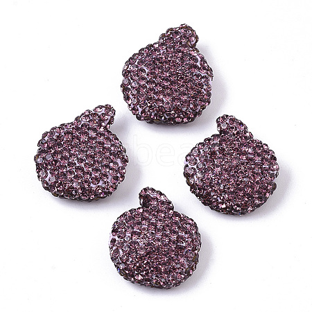 Handmade Polymer Clay Rhinestone Beads RB-T017-07D-1