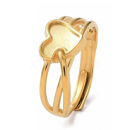 Ion Plating(IP) 304 Stainless Steel Hollow Heart Adjustable Rings RJEW-D006-22G-1