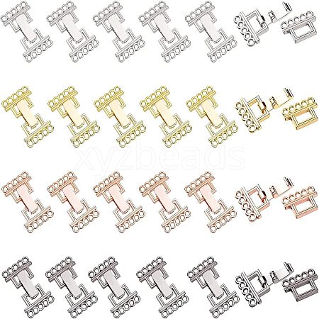 5 Strands Alloy and Brass Fold Over Clasps PALLOY-FH0001-33-1